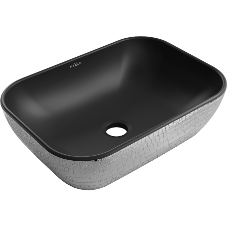 Mexen Rita надплотна мивка 45 x 32 см, черен мат/сребърен шарка на люспи - 21084572