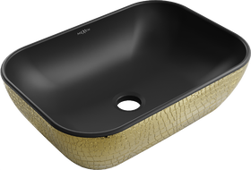 Mexen Rita мивка върху плот 45 x 32 см, черна мат/златен люспест модел - 21084578