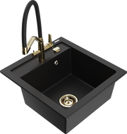 Mexen Vito мивка от гранит с 1 отделение и кухненски смесител Duo, черен - 6503-77-671701-57-G