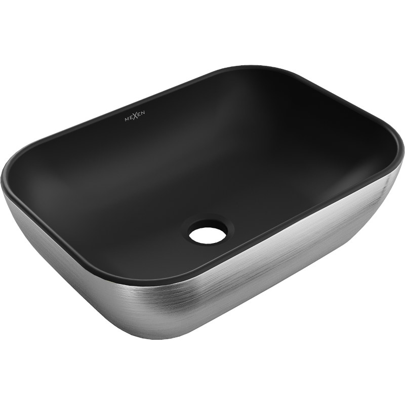 Mexen Rita мивка за плот 45 x 32 см, черен мат/сребърен линеен дизайн - 21084573