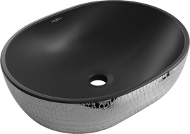 Mexen Viki умивалник върху плот 48 x 35 cm, черен мат/сребърен люспест шарка - 21054872