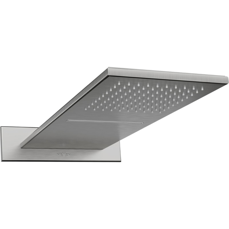 Mexen Waterfall дъждовен душ slim 50 x 22 cm, четка в цвят gun gray - 79190-66