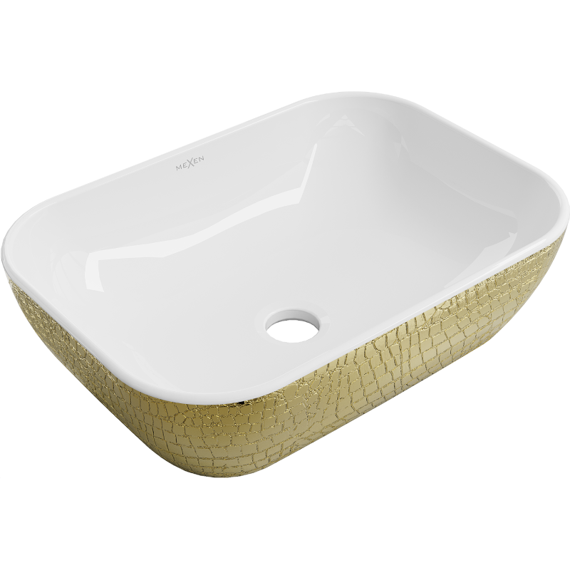 Mexen Rita мивка над плот 45 x 32 см, бяла/златна шарка люспи - 21084554
