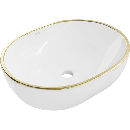 Mexen Viki плот вградена мивка 48 x 35 см, бяло/златен кант - 21054805