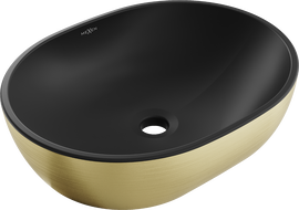 Mexen Viki плот за мивка 48 x 35 см, черен мат/златен линиен модел - 21054877