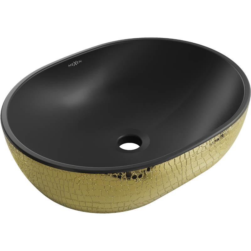 Mexen Viki мивка върху плот 48 x 35 см, черна мат/златен люспест модел - 21054878