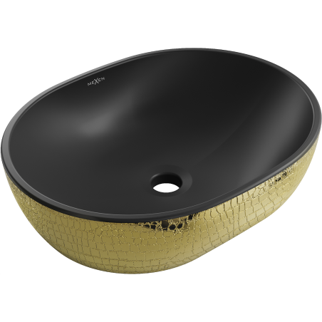 Mexen Viki мивка върху плот 48 x 35 см, черна мат/златен люспест модел - 21054878