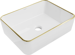 Mexen Catia мивка за плот 48 x 37 см, бяла/златна рамка - 21314805