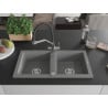 Мексен Марио двоен мивка от гранит с кухненски смесител Дуо, сив - 6504-71-671701-07