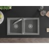 Mexen Mario гранитна мивка с 2 камери с кухненски смесител Duo, сив - 6504-71-671701-07