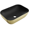 Mexen Rita мивка за плотов монтаж 45 x 32 см, черна мат/златен дизайн линии