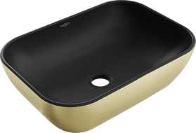 Mexen Rita мивка за плотов монтаж 45 x 32 см, черна мат/златен дизайн линии