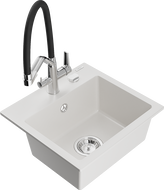 Mexen Milo мивка от гранит с 1 камера и кухненски смесител Duo, бял - 6505-20-671701-07