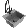Mexen Milo гранитна кухненска мивка с 1 отделение и кухненски смесител Duo, сив - 6505-71-671701-70-B