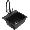 Mexen Milo гранитна еднокамерна мивка с кухненски смесител Duo, черен
