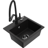 Mexen Milo кухненска мивка от гранит с 1 камера и кухненски смесител Duo, черен - 6505-77-671701-70-B
