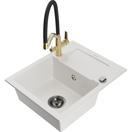 Mexen Enzo гранитна мивка с 1 отделение с изсушител и кухненски смесител Duo,