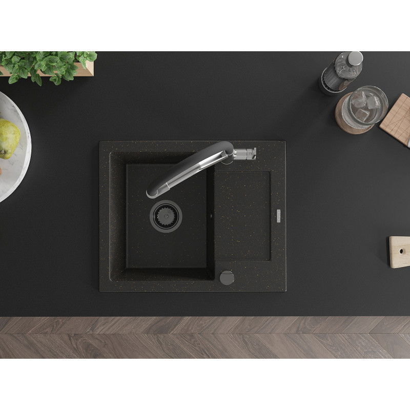 Mexen Enzo гранитна мивка с 1 камера с отцедник и кухненски смесител Duo,
