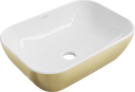 Mexen Rita мивка над плот 45 x 32 см, бяла/златни линии - 21084553