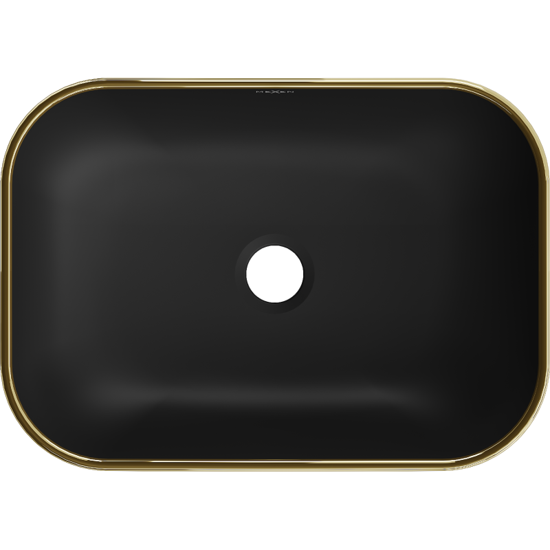 Mexen Rita мивка за плот 45 x 32 cm, черен мат/златна шарка каре - 21084579