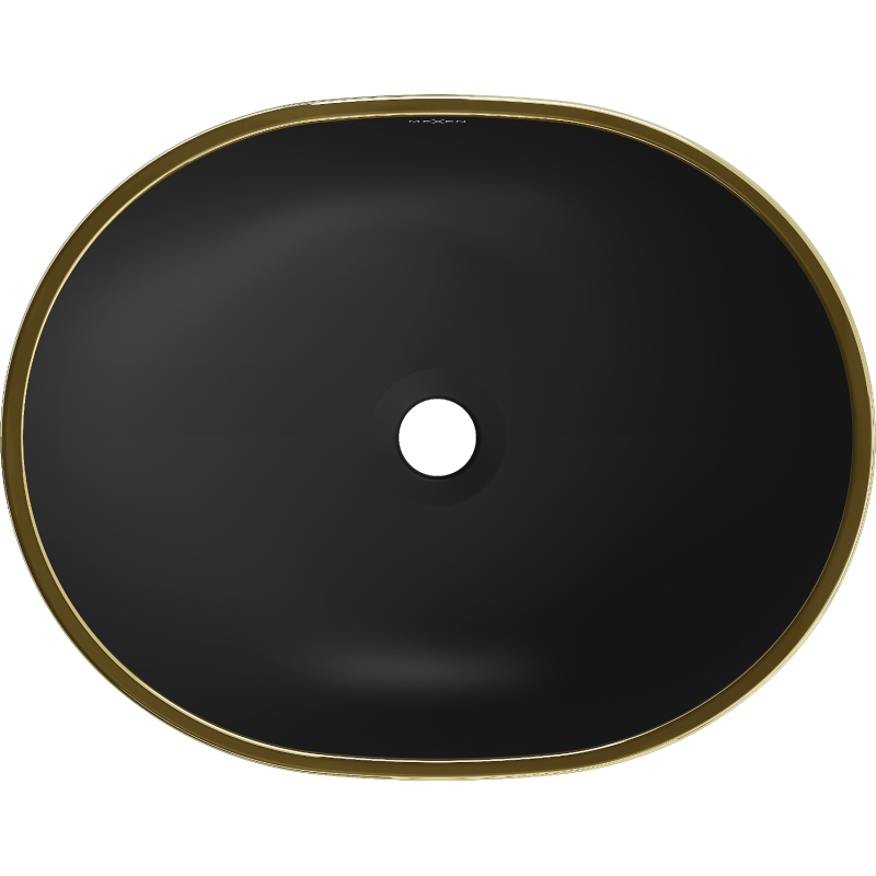 Mexen Viki плотен умивалник 48 x 35 см, черна мат/златна шарка мрежа - 21054879