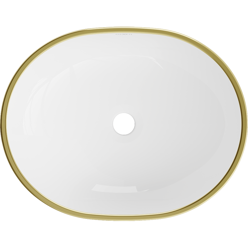 Mexen Viki плот вградена мивка 48 x 35 см, бяло/златен кант - 21054805
