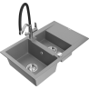 Mexen Gaspar гранитна мивка с 1,5 камери, с отцедник и кухненски смесител Duo,