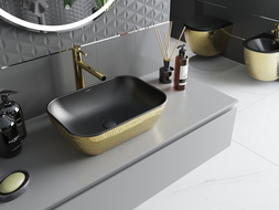 Mexen Rita мивка върху плот 45 x 32 см, черна мат/златен люспест модел - 21084578