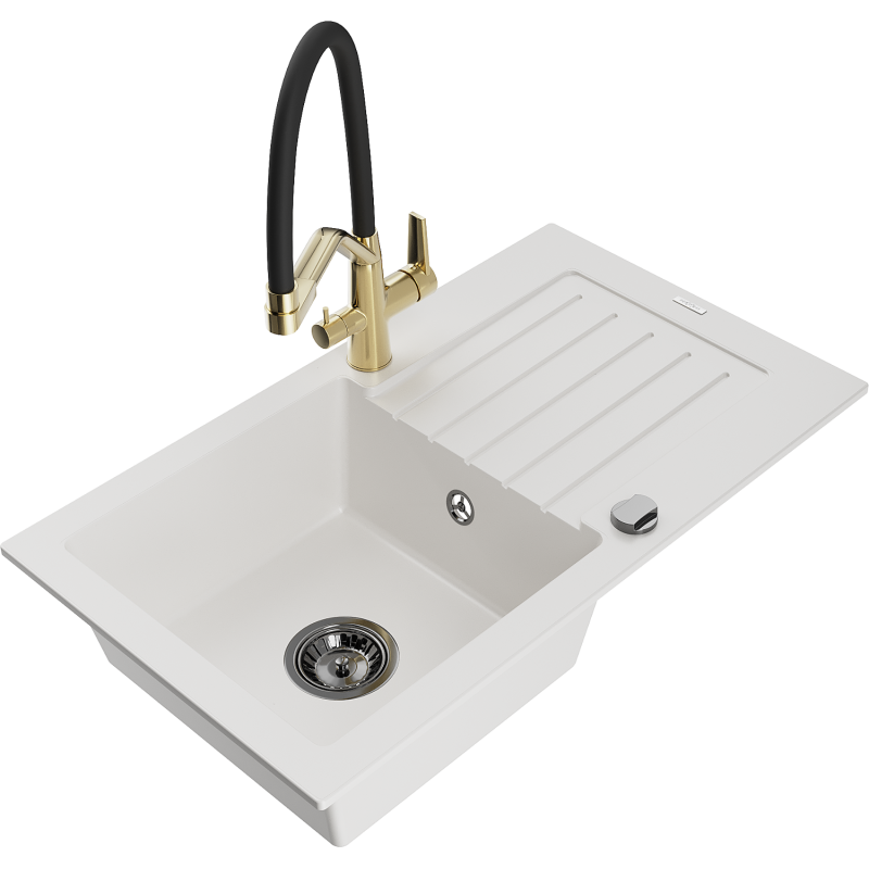 Mexen Pablo гранитна кухненска мивка с 1 отделение с дренаж и кухненски