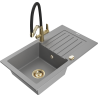 Mexen Pablo гранитна мивка с 1 купа със сушилня и кухненски смесител Duo, сив