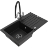 Mexen Pablo гранитна мивка с 1 отделение с отцедник и кухненски смесител Duo,