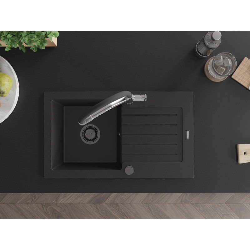 Mexen Pablo гранитна мивка с 1 отделение с отцедник и кухненски смесител Duo,