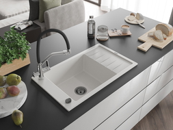 Mexen Elias гранитна мивка с 1 отделение и отцедник с кухненски смесител Duo,