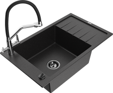 Mexen Elias гранитна кухненска мивка с 1 отделение и отцедник, с кухненски