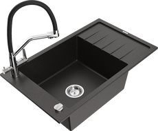 Mexen Elias гранитна мивка с една камера с дренаж и кухненски смесител Duo,