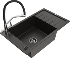 Mexen Elias гранитна мивка с 1 отделение с отцедник и кухненски смесител Duo,