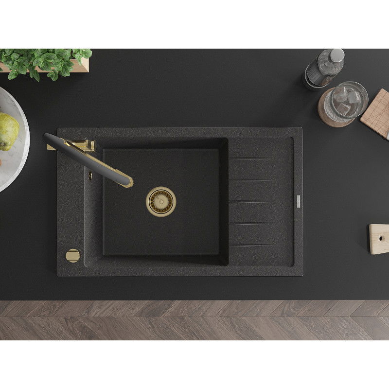 Mexen Elias гранитна мивка с 1 отделение с отцедник и кухненски смесител Duo,