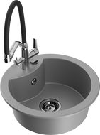 Mexen Diego гранитна кухненска мивка с 1 отделение и кухненски смесител Duo, сив - 6512-71-671701-07-B