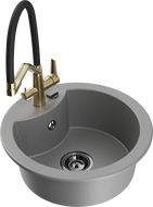Mexen Diego гранитна мивка с 1 отделение и кухненски смесител Duo, сив - 6512-71-671701-57-B