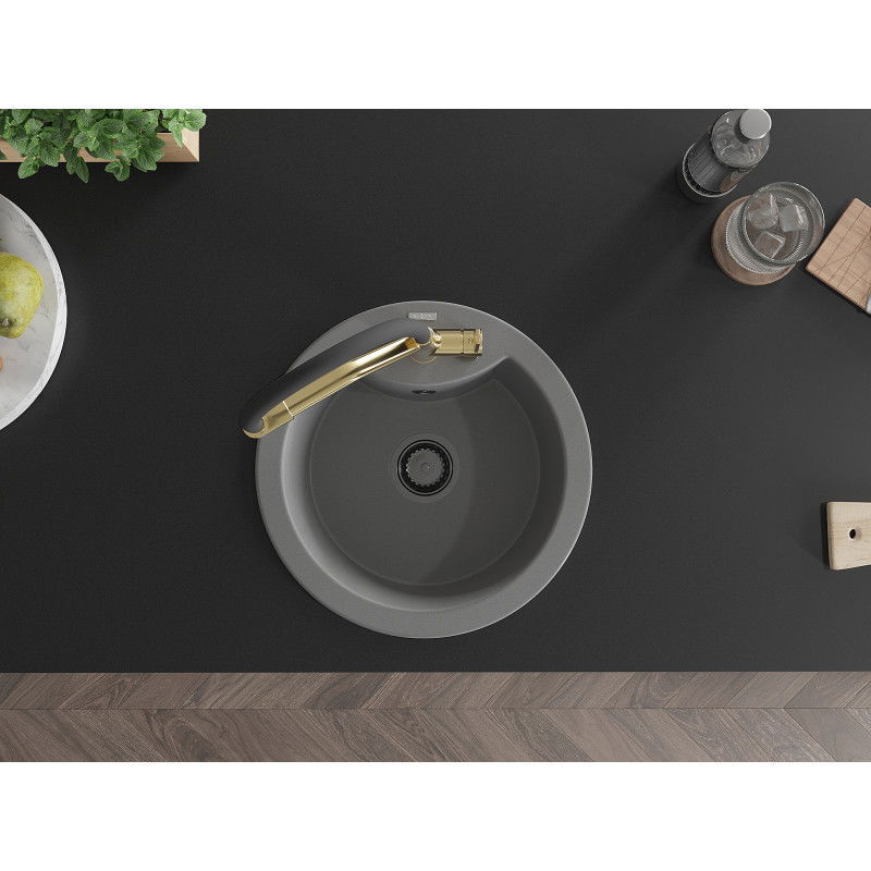 Mexen Diego гранитна мивка с 1 отделение и кухненски смесител Duo, сив - 6512-71-671701-57-B