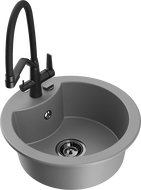 Mexen Diego гранитна мивка с 1 отделение с кухненски смесител Duo, сив - 6512-71-671701-70-B