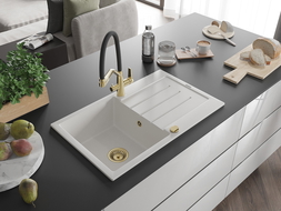 Mexen Bruno гранитна кухненска мивка с една камера с отцедник и кухненски