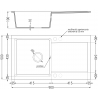Mexen Leo гранитна мивка с 1 отделение и отцедник 900 x 500 mm, бяла, сифон хром - 6501901010-20