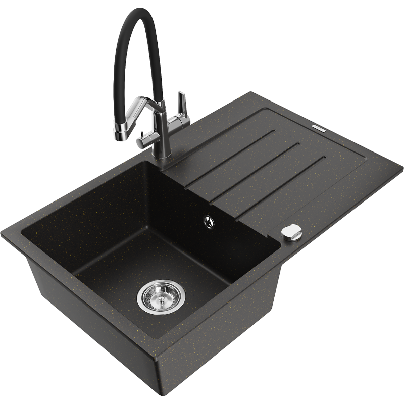 Mexen Bruno гранитна кухненска мивка с едно корито с отцедник и кухненски