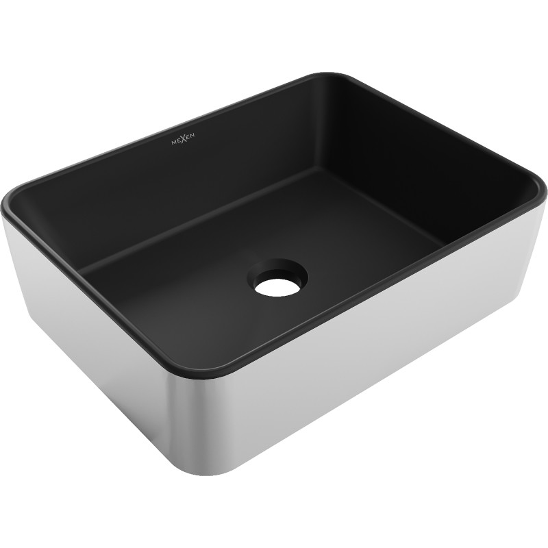 Mexen Catia мивка за монтаж на плот 48 x 37 см, черна мат/сребърна - 21314874
