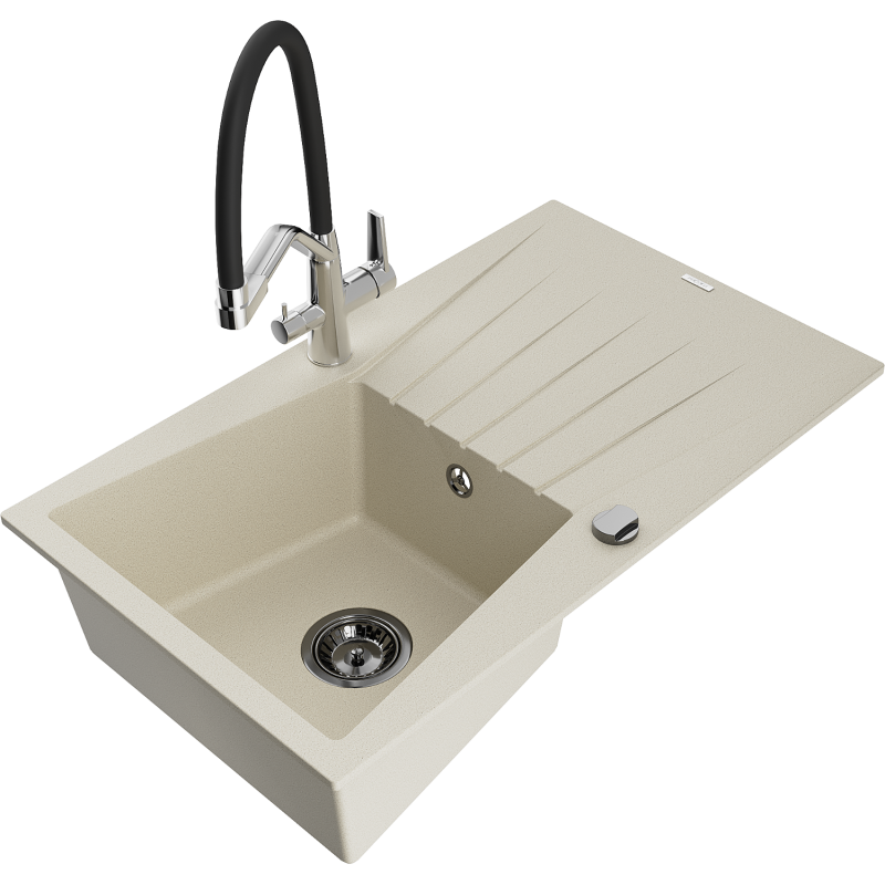 Mexen Cesar гранитна кухненска мивка с една камера, отцедник и кухненски