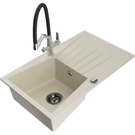 Mexen Cesar гранитна кухненска мивка с една камера, отцедник и кухненски