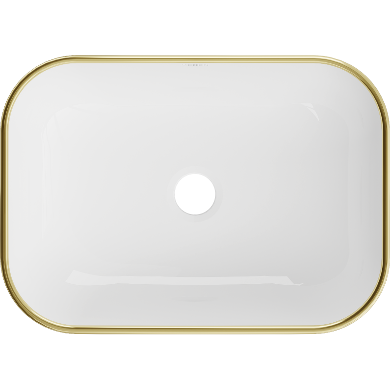 Mexen Rita мивка за плот 45 x 32 см, бяла/златна с каре - 21084509