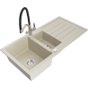 Mexen Andres гранитна мивка с 1,5 камери с отцедник и кухненски кран Duo, бежов - 6515-69-671701-07