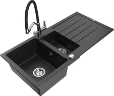 Mexen Andres гранитна мивка с 1,5 камери с отцедник и кухненски смесител Duo,